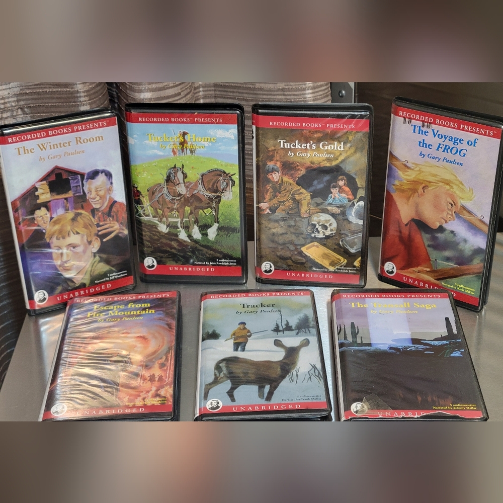 Ex-Library Audiobook Cassette Tapes - Lot Of 7 Gary Paulsen Unabridged Novels